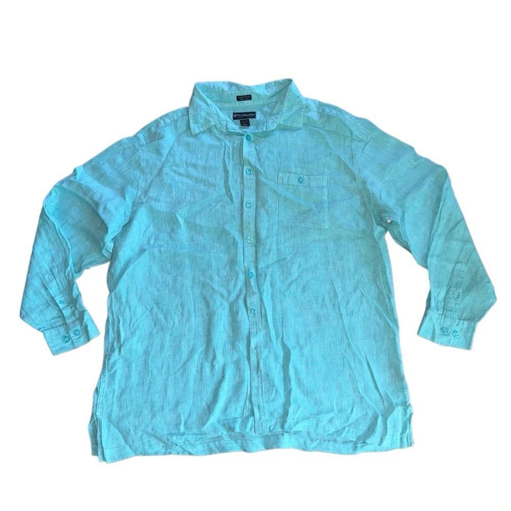 Weekender Men's Martinique Linen Shirt - Long Sleeve 100% Linen Size 2XL